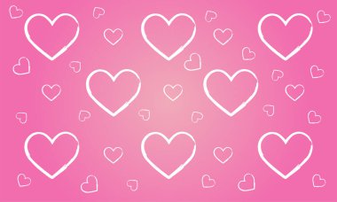 Kalpler pembe arka planda. Sevgililer Günü 'nde sanatsal el, arka planda kalp çizmiş.