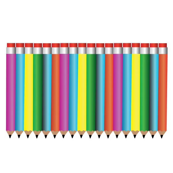 Crayons Crayon Coloré Serti Lâchement Disposé Vecteur Sur Fond Blanc — Image vectorielle