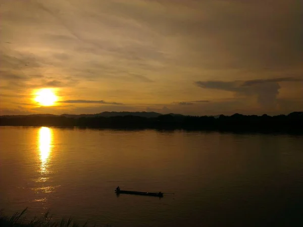 Sonnenuntergang Bei Chiang Khan Mekong — Stockfoto