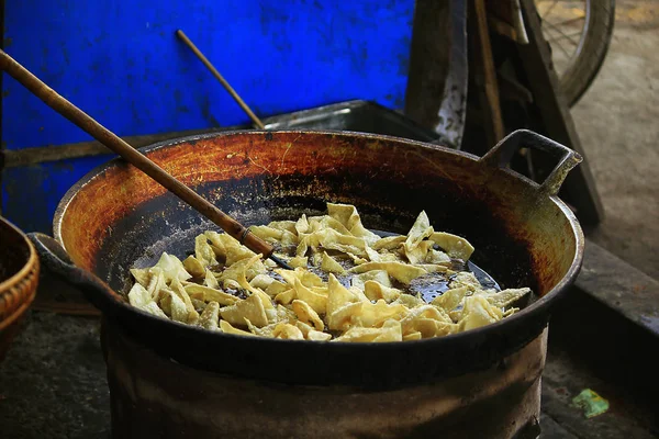 Schweinefleisch Wonton Wird Der Pfanne Gebraten — Stockfoto