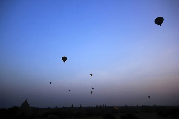 Ballon Silhouet Bagan Ochtend — Stockfoto