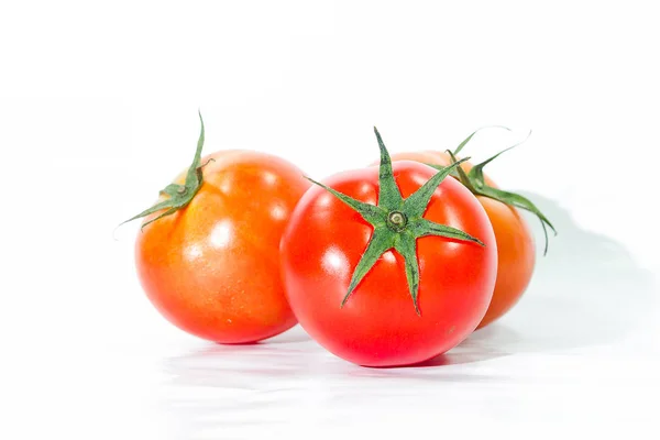 Tomates Rojos Blackground Blanco Los Tomates Comen Cuando Están Maduros — Foto de Stock