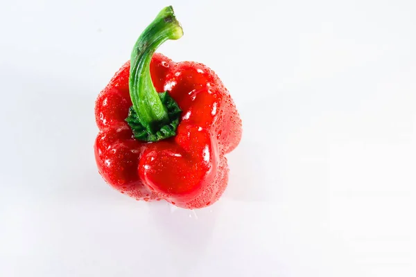 Červené Papriky Bílém Pozadí Sladké Papriky Používané Pro Vaření Jíst — Stock fotografie