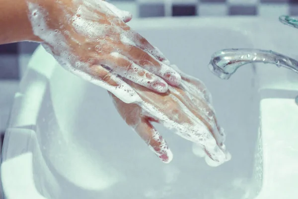 Cuci Tangan Anda Dengan Sabun Untuk Mencegah Jelas Mencuci Tangan — Stok Foto