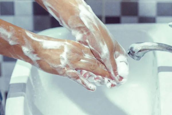 Umyć Ręce Mydłem Aby Zapobiec Covid Umyć Ręce Aby Zapobiec — Zdjęcie stockowe