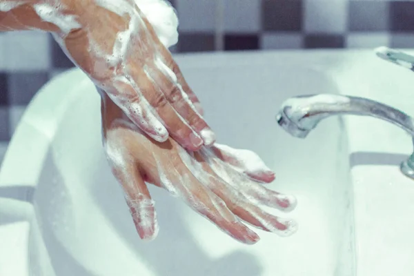 Lavez Vous Les Mains Avec Savon Pour Prévenir Cohabitation Lavez — Photo