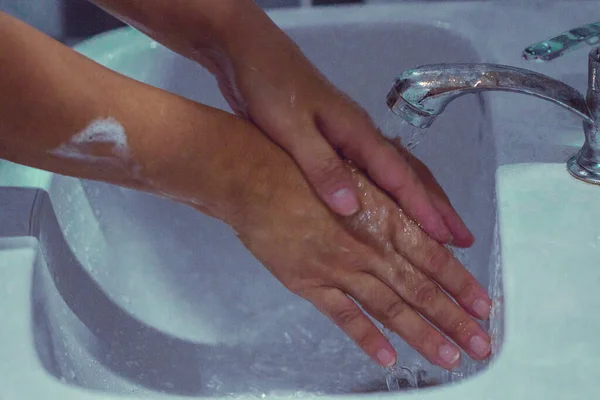 Hände Mit Seife Waschen Covid Verhindern Hände Waschen Epidemien Verhindern — Stockfoto