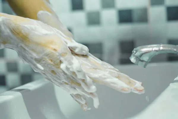 Lavez Vous Les Mains Avec Savon Pour Prévenir Cohabitation Lavez — Photo