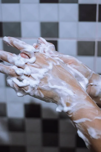 Lave Mãos Com Sabão Para Evitar Covid Lave Mãos Para — Fotografia de Stock