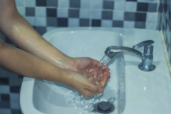Tvätta Händerna Med Tvål För Att Förhindra Covid Tvätta Händerna — Stockfoto