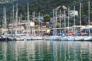 Sivota Bay Lefkada, Ionian Islands, Yunanistan, 25 Haziran 2017 Sivota Köyü ve marina genel bakış