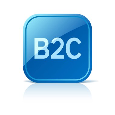 B2c iş tüketici simgesinin üzerine mavi web düğmesi