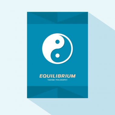 El ilanı ya da broşür kapak düz tasarımı Yin Yang sembolü ile