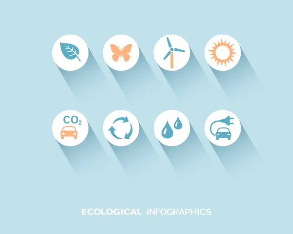 Infographie écologique avec des icônes plates ensemble. Illustration vectorielle — Image vectorielle