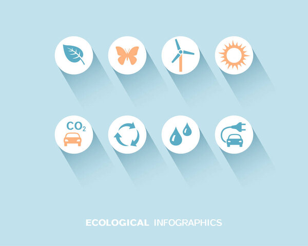 Ecological infographic with flat icons set. Vector illustration