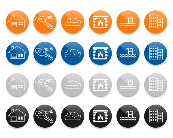 Immobilienzeilenvektorsymbole gesetzt — Stockvektor