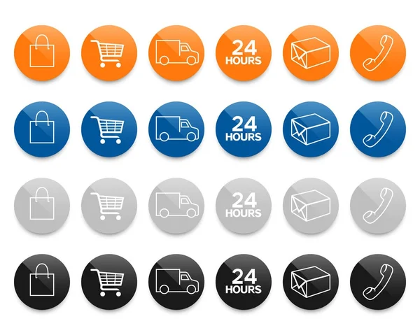 Conjunto de ícones de linha de compras e entrega —  Vetores de Stock