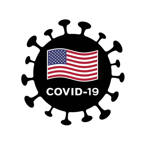 Covid Koronavírus Amerikai Zászló Vektorillusztráció — Stock Vector