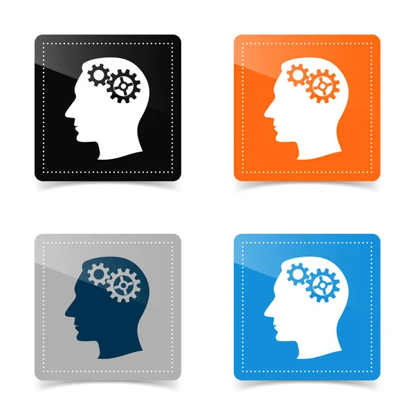 Web Icons Head Gears Human Brain Concept Vector Illustration — Stock Vector