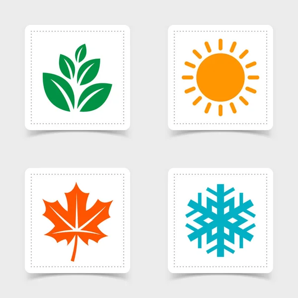 Four Seasons Icons Vector Illustration — Stock Vector