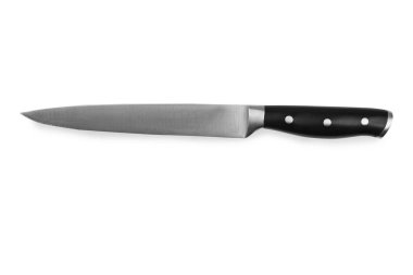 Çelik mutfak bıçağı, beyaz üzerine izole edilmiş.