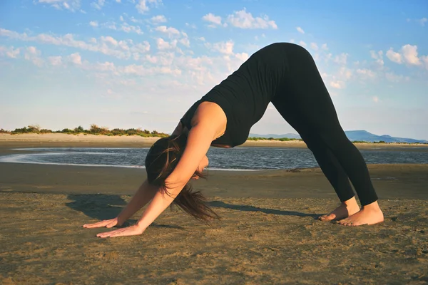Donna che pratica yoga in varie pose (asana ) — Foto Stock