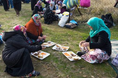 Roussa, Yunanistan-11 Kasım 2017. Pomak insanlar kutluyoruz 