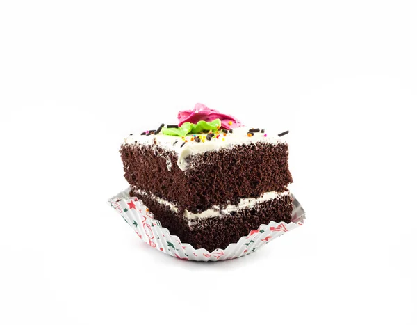 Trancher gâteau au chocolat — Photo