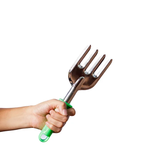 Hand holding shovel — Stock Photo, Image