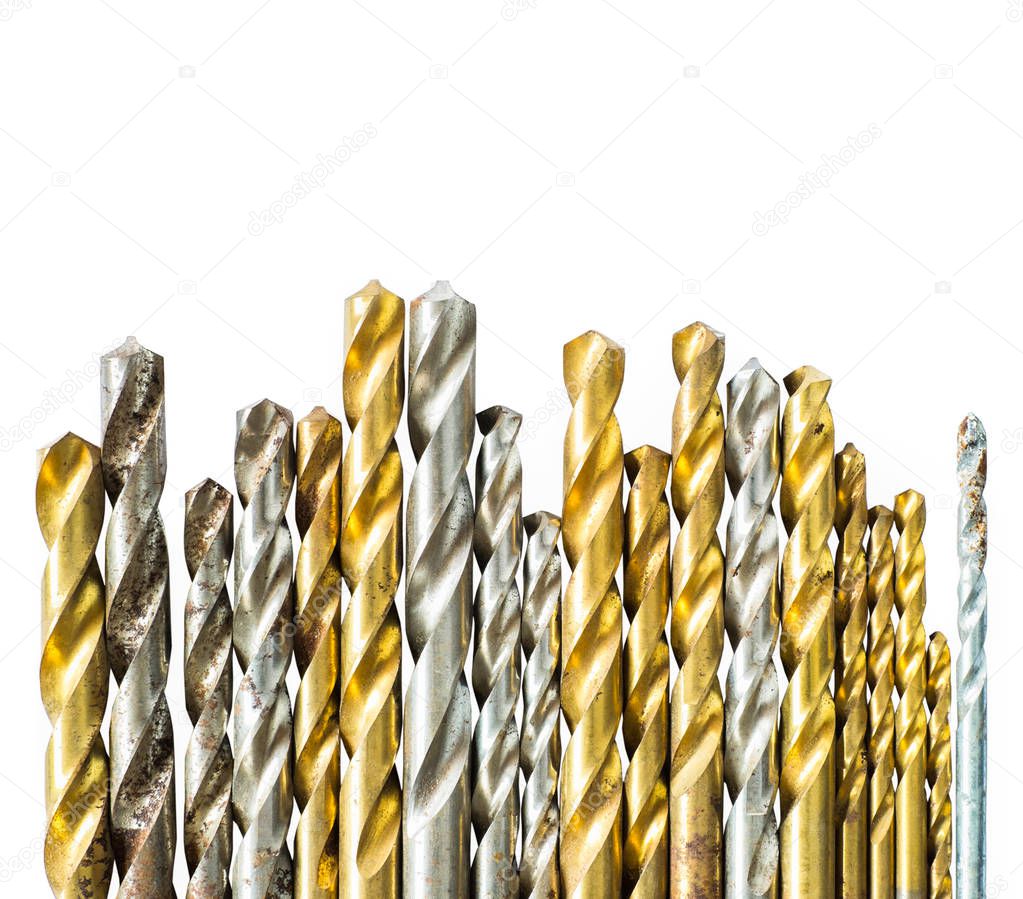closeup different sizes of drill bits