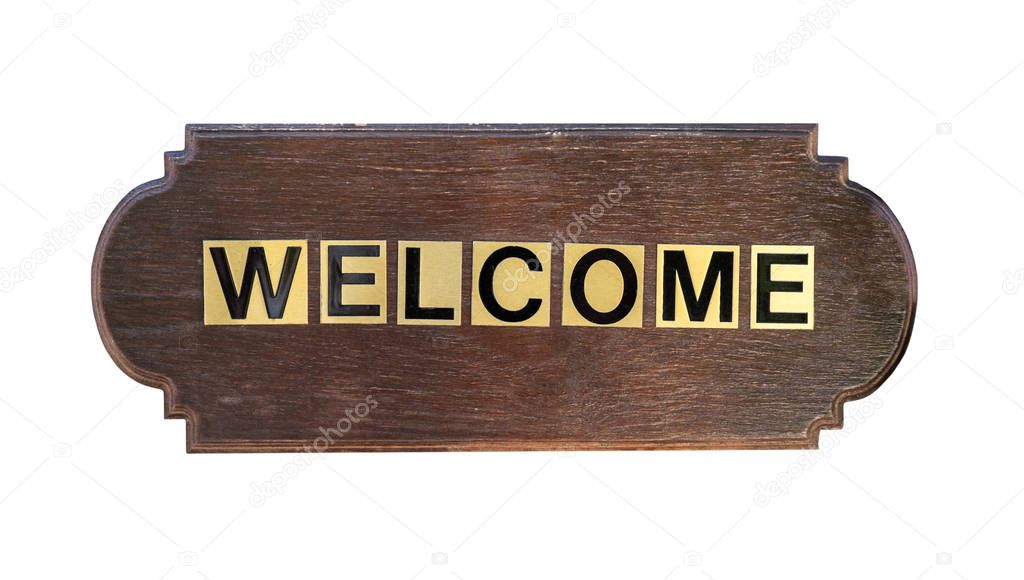 welcome sign board isolated on white background