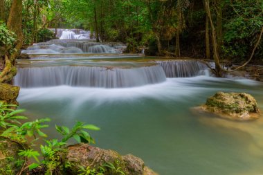 Huay Mae Kamin Waterfall in  Kanchanaburi Province. Thailand clipart