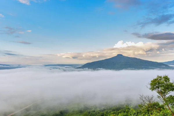 Lever Soleil Avec Brume Beau Paysage Pour Détendre Thaïlande — Photo