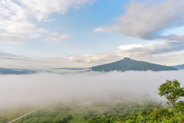 Lever Soleil Avec Brume Beau Paysage Pour Détendre Thaïlande — Photo