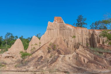 toprak dokuları kumtaşı sütunları, sütunlar ve uçurumlar, Sao Din Na Noi, Nan Eyaleti, Tayland