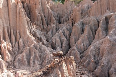 toprak dokuları kumtaşı sütunları, sütunlar ve uçurumlar, Sao Din Na Noi, Nan Eyaleti, Tayland