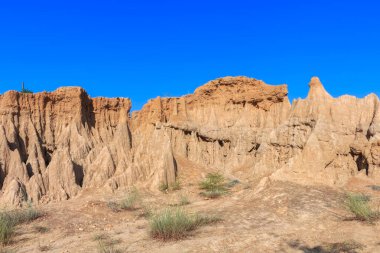 toprak dokuları kumtaşı sütunları, sütunlar ve uçurumlar, Sao Din Na Noi, Nan Eyaleti, Tayland
