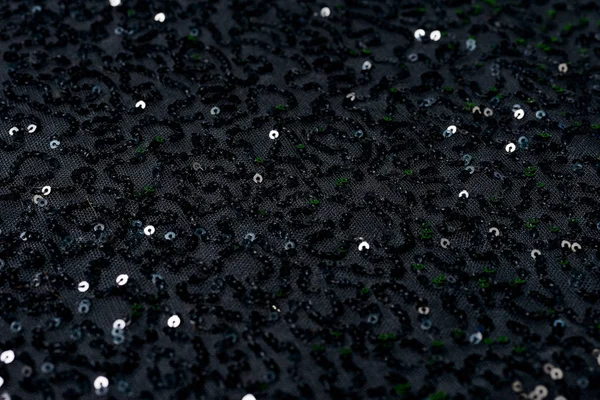 Tekstil hitam dengan butir mengkilap — Stok Foto