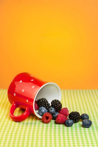 Cup with berries on the table — Stock Photo, Image