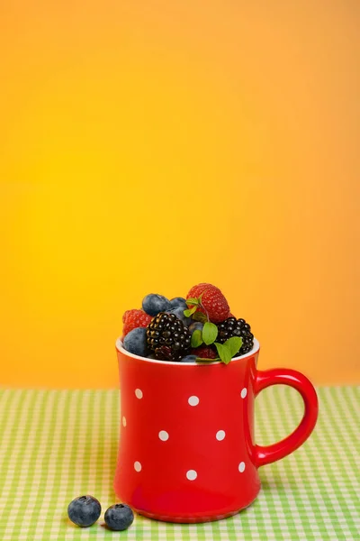 Cup with berries on the table — Stock Photo, Image