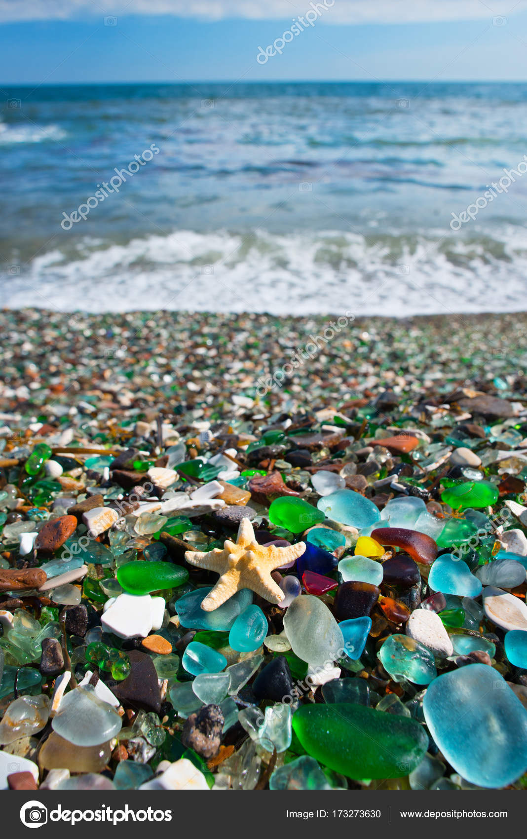 Beach of glass pebble Stock Photo by ©Rafinade 173273630
