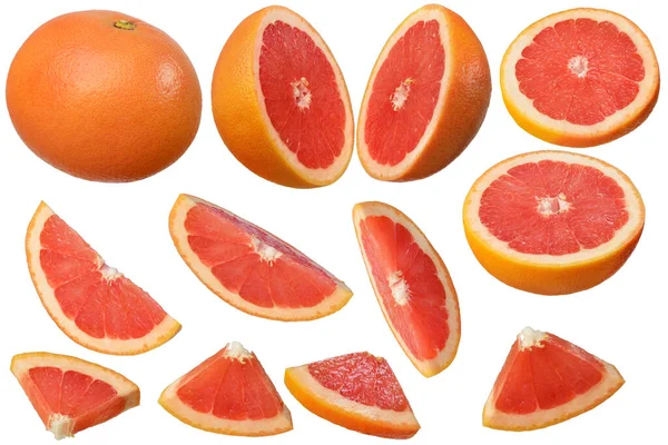 Uppsättning grapefrukt Isolerad — Stockfoto
