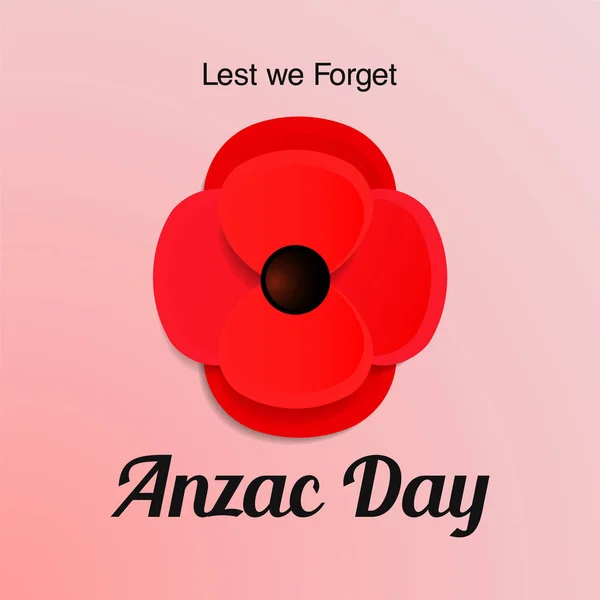 Ημέρα Anzac διάνυσμα κάρτα. Κόκκινη παπαρούνα λουλούδι κοπής χαρτιού — Διανυσματικό Αρχείο