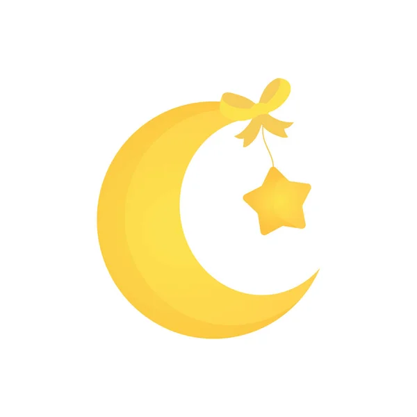 Χαριτωμένο κινούμενα κίτρινο φεγγάρι για Baby shower κάρτες. — Διανυσματικό Αρχείο