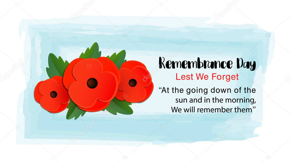 Remembrance Day vector card. Lest We forget.