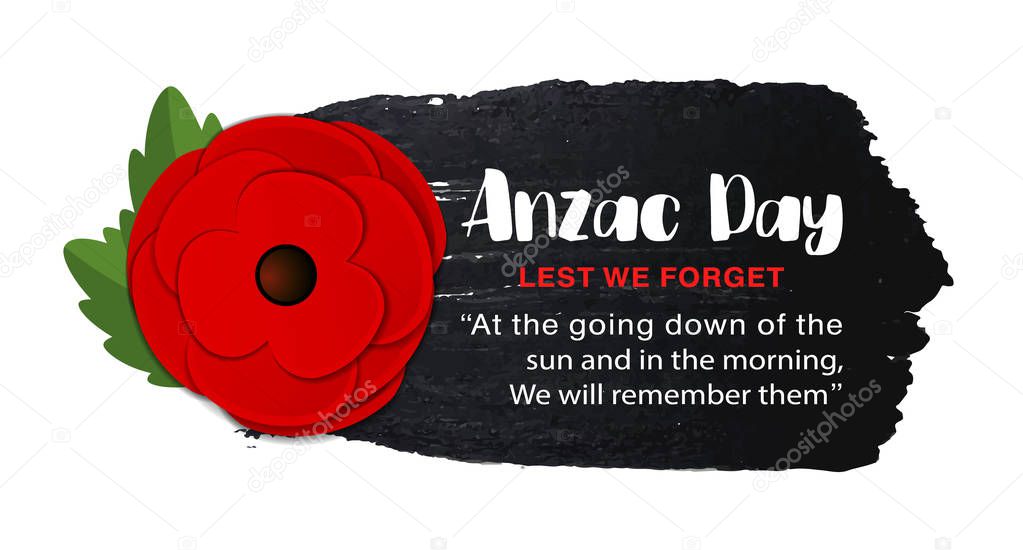 Anzac Day vector poster on a hand drawn ink background.