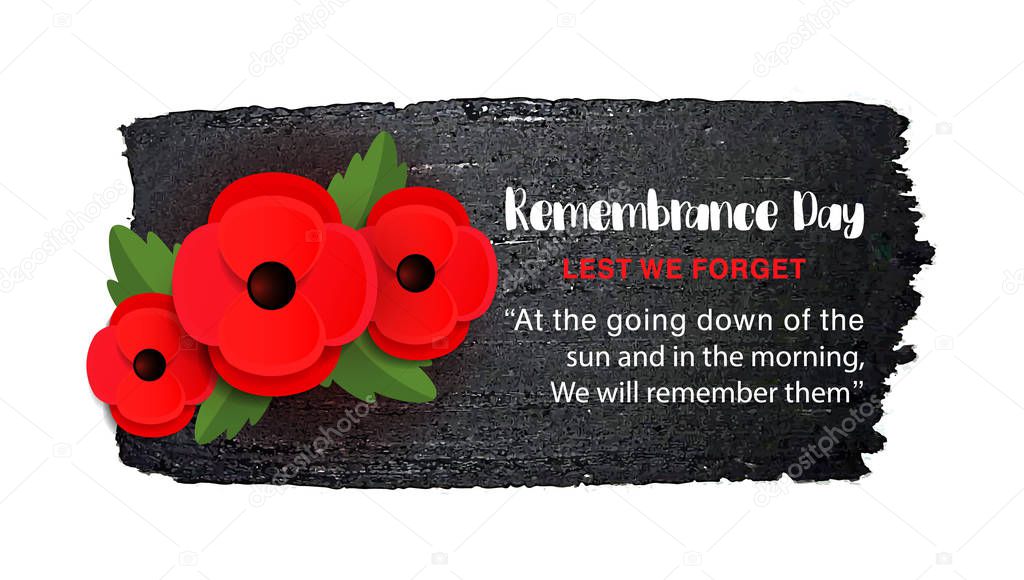Remembrance Day vector poster on a hand drawn ink background.