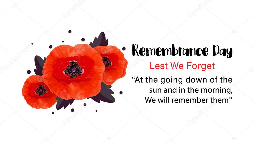 Remembrance Day vector card. Lest We forget.