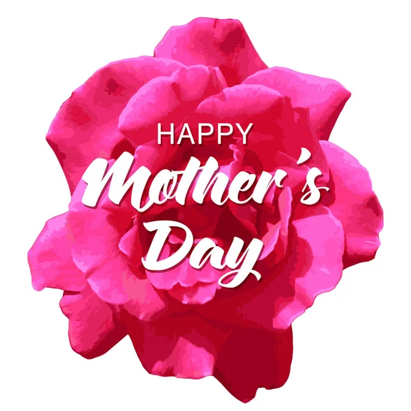 Glada mammor dag gratulationskort med vackra realistisk ros blomma. — Stock vektor