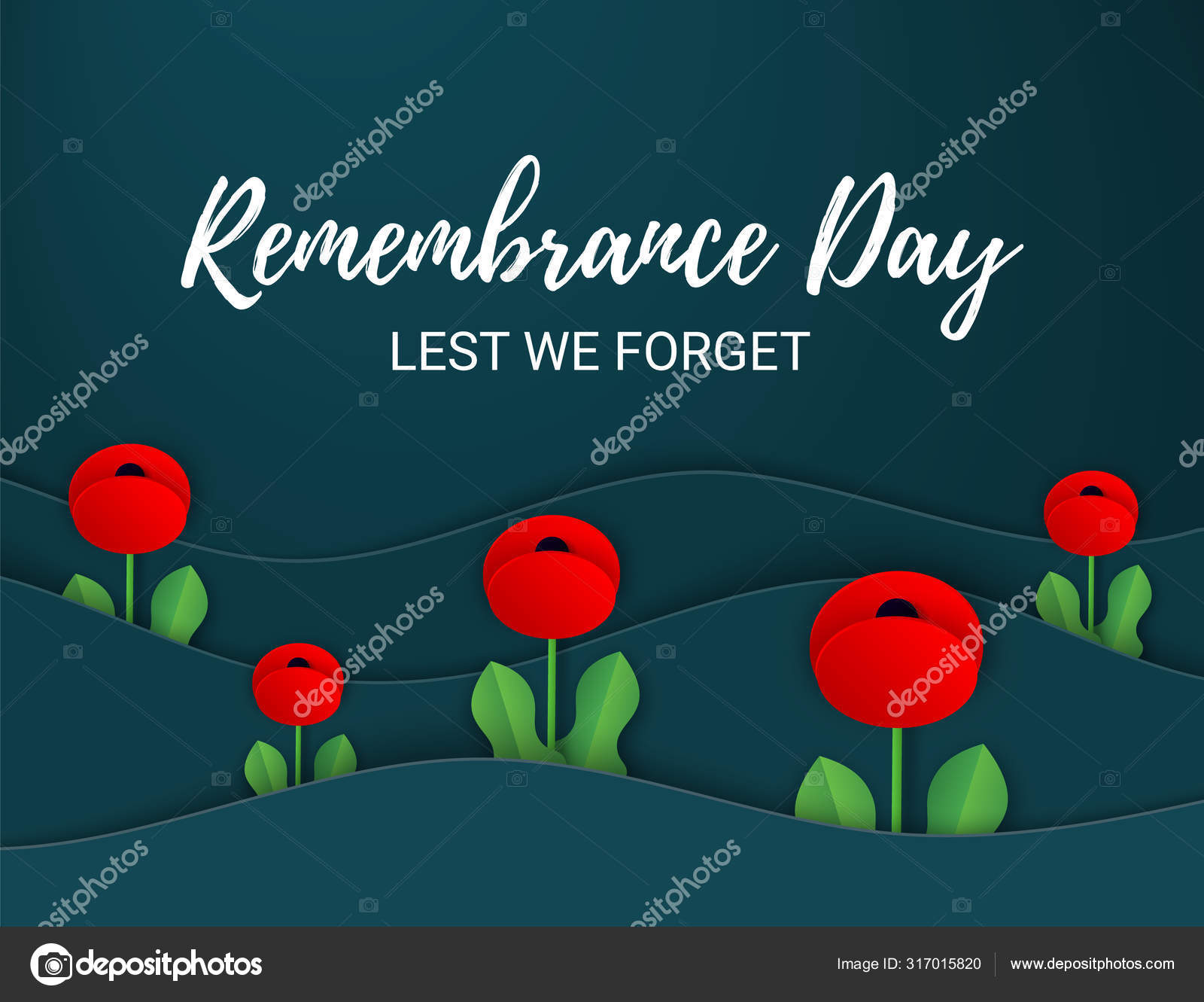 Vector Lest We Forget Craft Red Poppies Field Remembrance Day Banner Papercut Poppy Flower Peace Symbol Anzac Memorial Veteran Header Card Poster Flyer Invitation Military Parade Lettering Vector Image By C